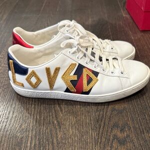 Gucci White and Gold Sneakers